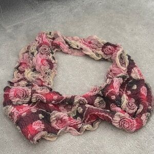 Floral Ruffled Pink Infinity Scarf - Women Accessories